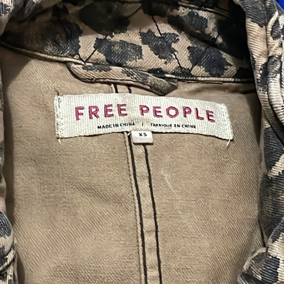 Free People Seize the Day Brown Leopard Denim Jacket - Picture 9 of 11